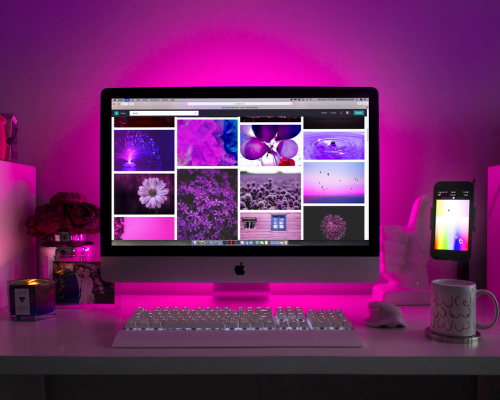 Website design displayed on a desktop screen during custom layout planning